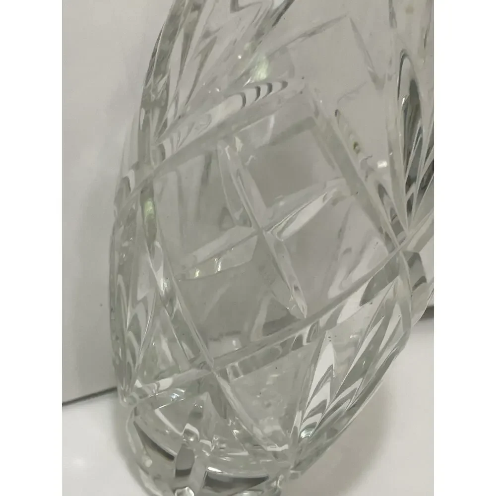 Vintage Hand Cut Lead Crystal Vase 24% PbO Diamond Fan Criss Cross Pattern